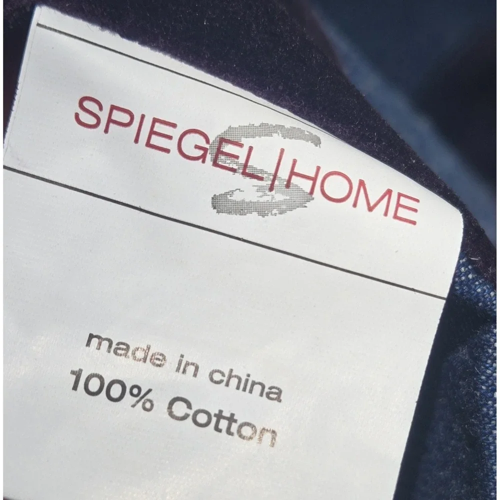 Rare Vintage Spiegel Home Cotton Embroidered Denim Throw/2 Matching Floral Shams